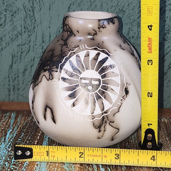 Native American Vase with Traditional Symbols - Handcrafted Navajo Artist V. Sam - Picture 8 of 10